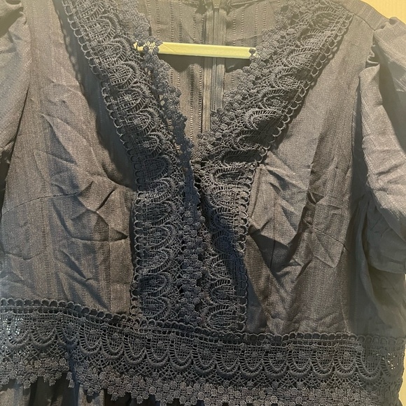 SHEIN Navy Blue Lace Midi Dress - Picture 2 of 4